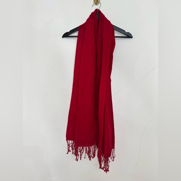Gorgeous Red Pashmina 100% Wool Scarf Shawl Soft Wrap Warm Fringe design - Picture 1 of 4